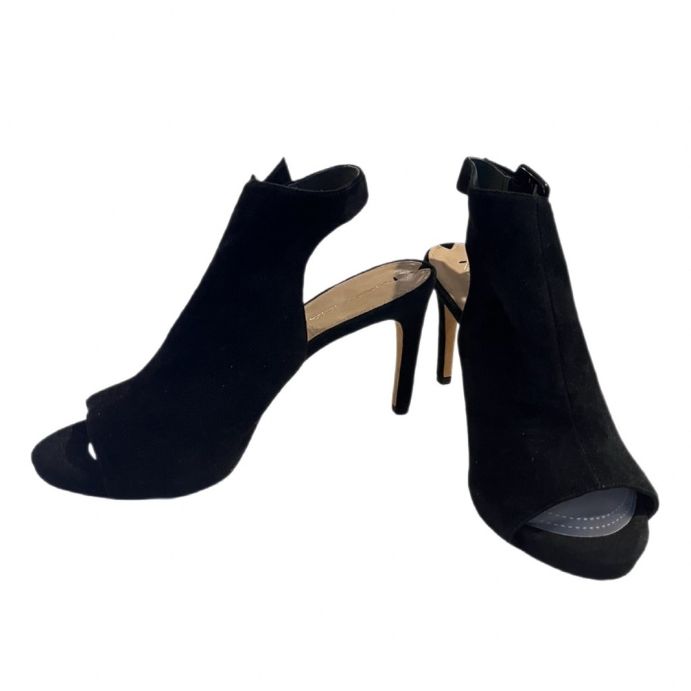 Via Spiga Black Suede Peep Toe Slinkbacks